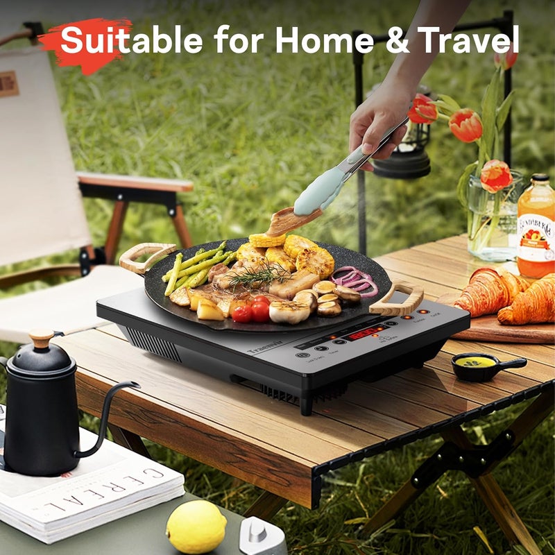 Traenvir Single Burner Electric Cooktop, One Burner Electric Stove 1800W, Portable Ceramic Cooktop with Touch Control, Child Lock, 4 Hour Timer, Overheat Protection, 110V-120V Plug in, Grey - Image 4
